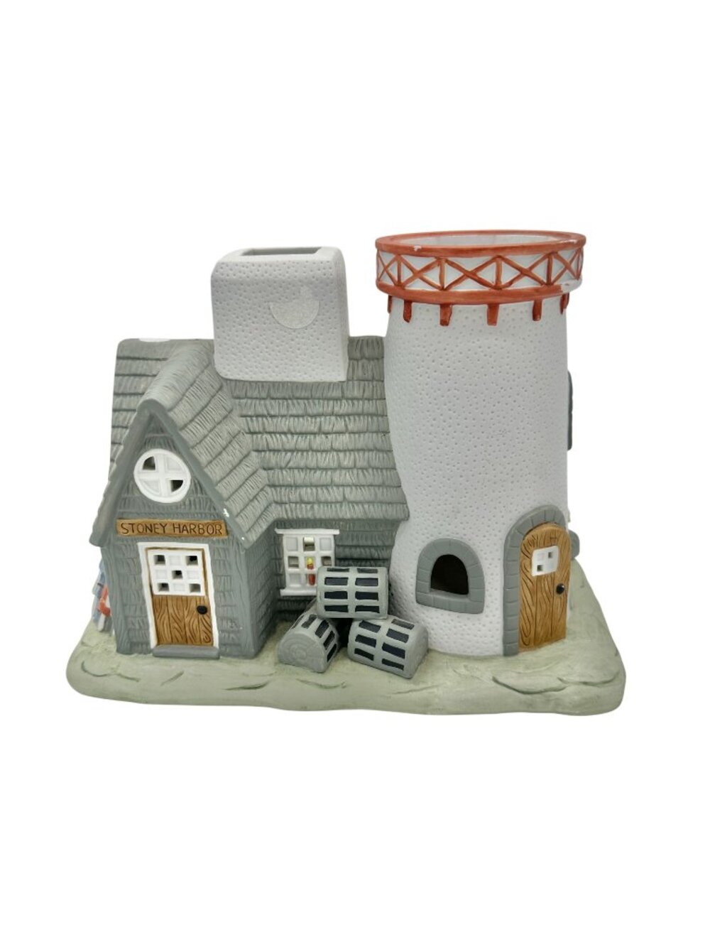 Partylite Stoney Harbor Lighthouse Tea Light Cottage Chipped 8.5"W X 4.5"D X 7"H